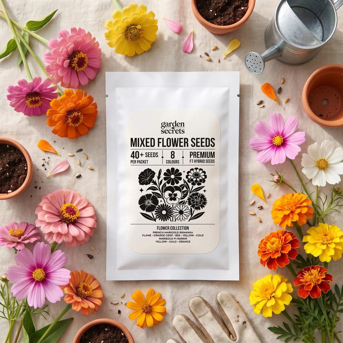 Mixed Flower Seeds – 40+ F1 Hybrid Seeds, 8 Colours