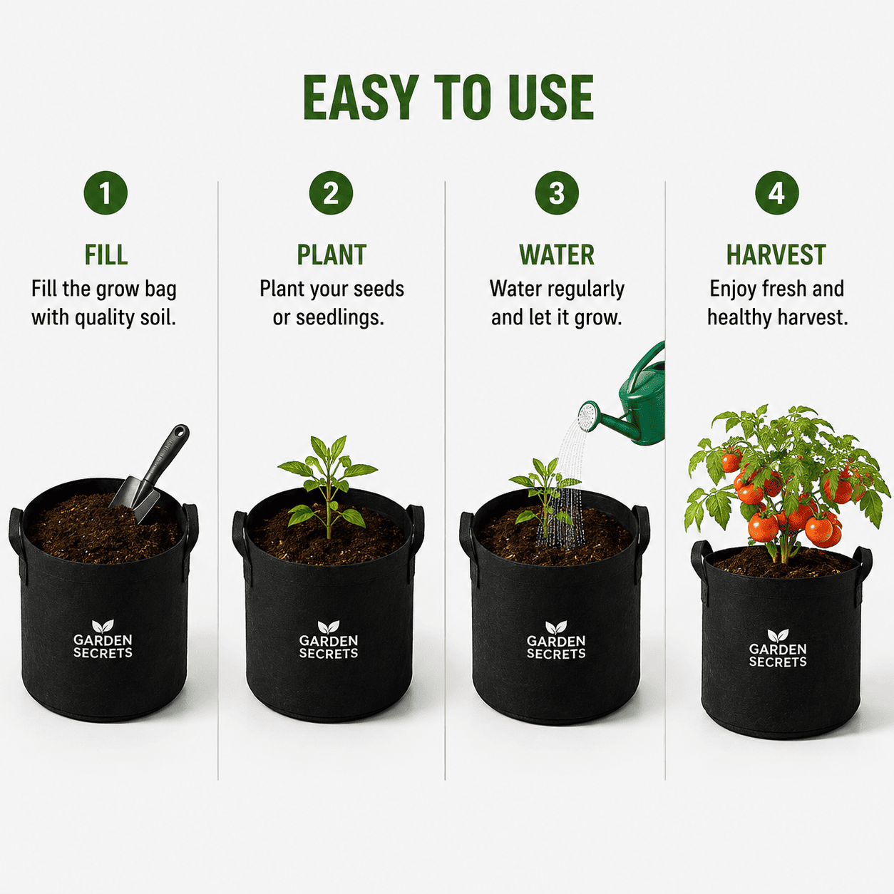 Pack of 2 Premium Grow Bags for Vegetables, Flowers & Fruits